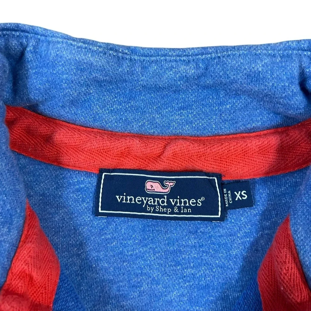 Vineyard Vines Sweater Pullover Golf 1/4 Zip Mens Size XS Blue Red Cotton‎
